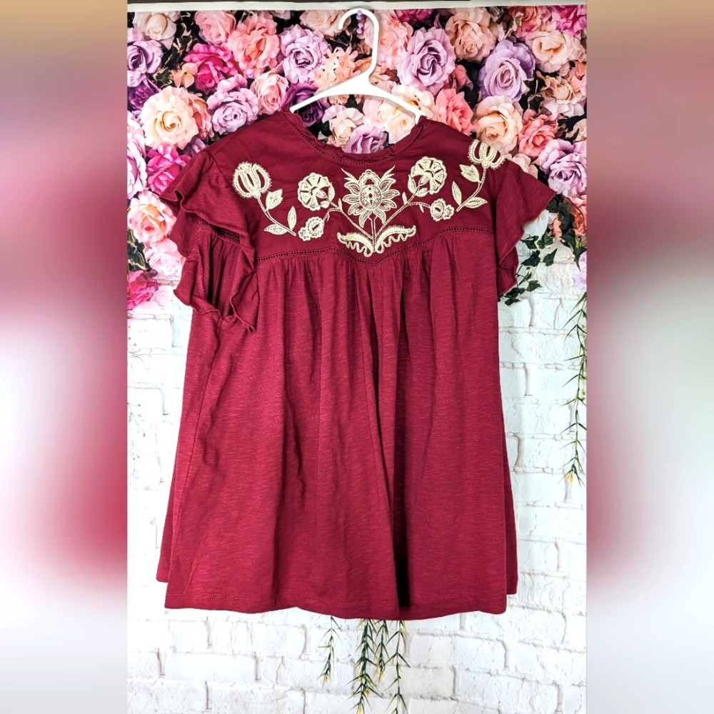 Knox rose nwt babydoll embroidered top